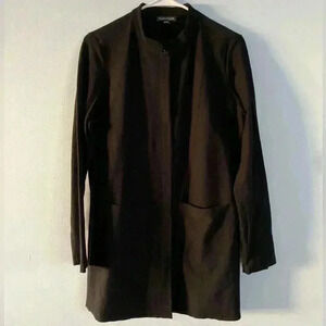 Eileen Fisher Crepe System Stretch Jacket Blazer Small S Petite Black Fall Minim